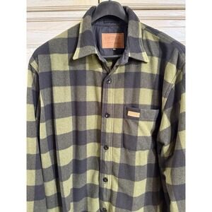 Outback Trading Company Shirt Jacket Men XL Black Plaid Thick Fleece Shacket